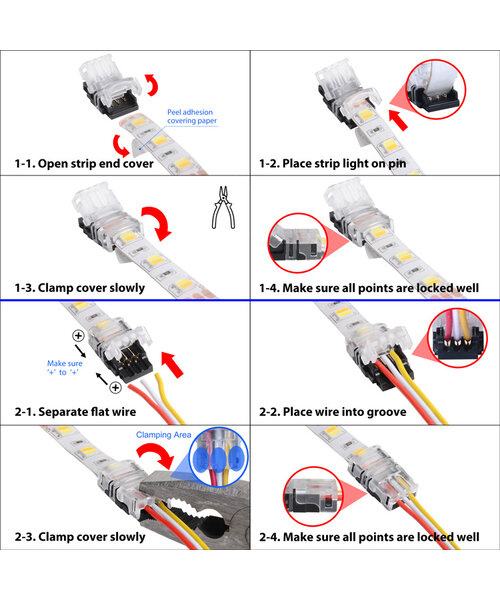 Klik Connector  voor Dual White ledstrips naar draad