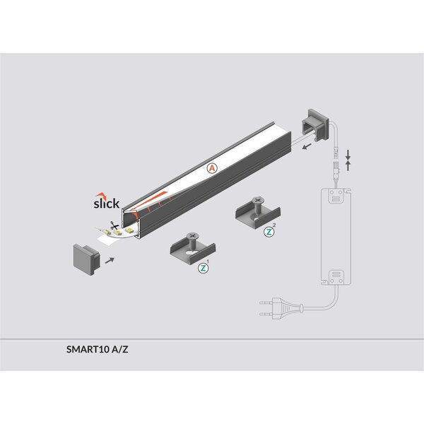 TOPMET SMART10 LED Strip profiel 1 meter geschikt voor 10mm LED Strips