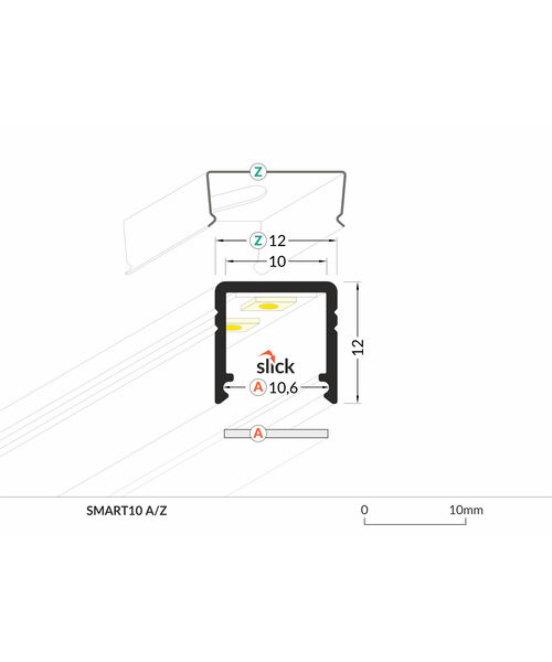 TOPMET SMART10 LED Strip profiel 1 meter geschikt voor 10mm LED Strips