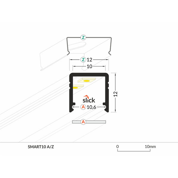 TOPMET SMART10 LED Strip profiel 1 meter geschikt voor 10mm LED Strips