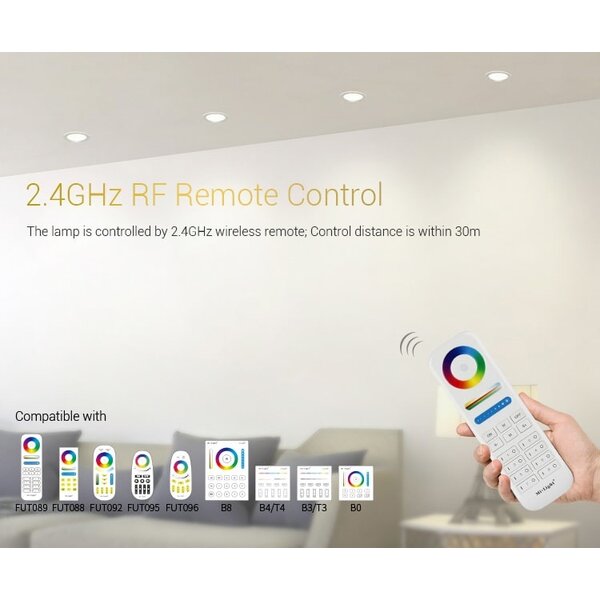 Milight / MiBoxer 9 Watt RGB + Warm Wit + Koud Wit CCT Downlight Dual White