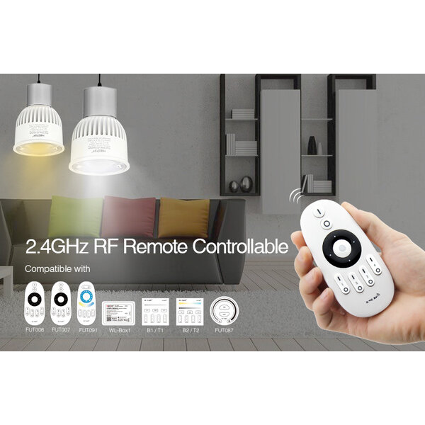 Milight / MiBoxer Dual White LED spot 6W GU10 met diffuse lens FUT107