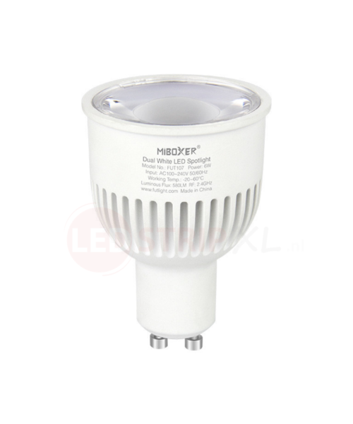 Milight / MiBoxer Dual White LED spot 6W GU10 met diffuse lens FUT107