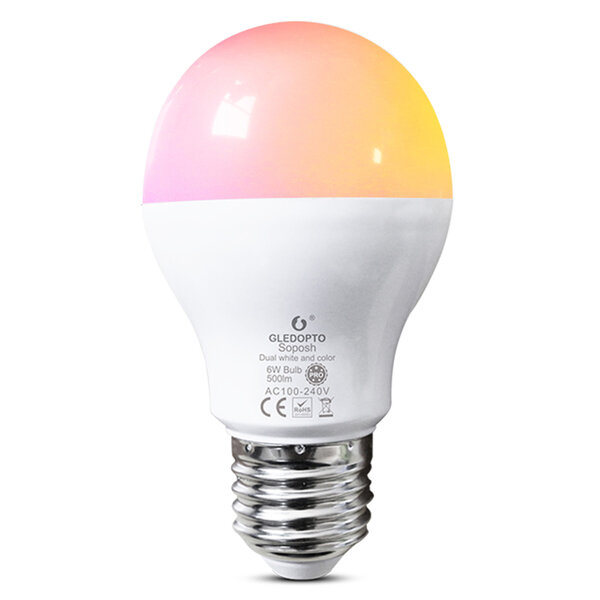 GLEDOPTO Zigbee PRO Color and White 6 Watt E27 Grote Fitting