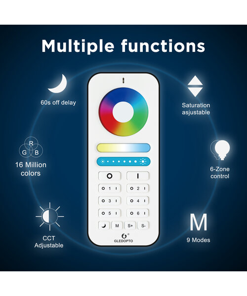 GLEDOPTO RF Color and White Afstandsbediening voor Zigbee Lampen en LED Strip Controllers
