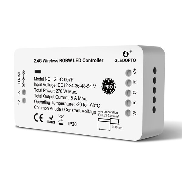 GLEDOPTO Zigbee PRO RGBW LED Strip Controller 12 ~ 54 Volt