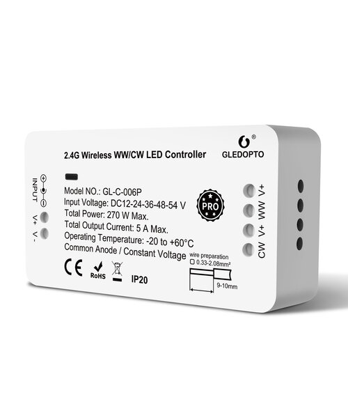 GLEDOPTO Zigbee PRO RGBW LED Strip Controller 12 ~ 54 Volt