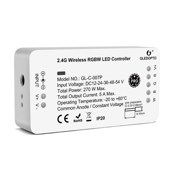 GLEDOPTO Zigbee PRO RGBW LED Strip Controller 12 ~ 54 Volt
