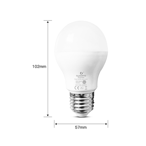 GLEDOPTO Zigbee PRO Color and White 6 Watt E27 Grote Fitting
