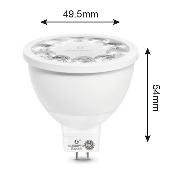 GLEDOPTO Zigbee PRO Color and White 4 Watt MR16 Spot 120° lens
