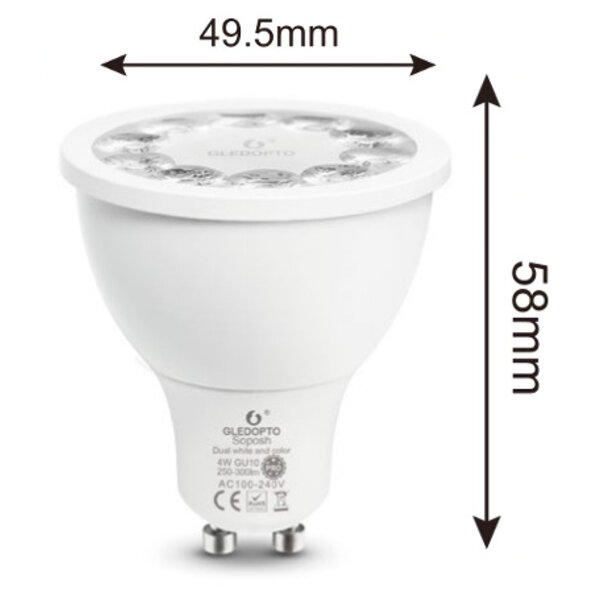 GLEDOPTO Zigbee PRO Color and White 4 Watt GU10 Spot 25° lens