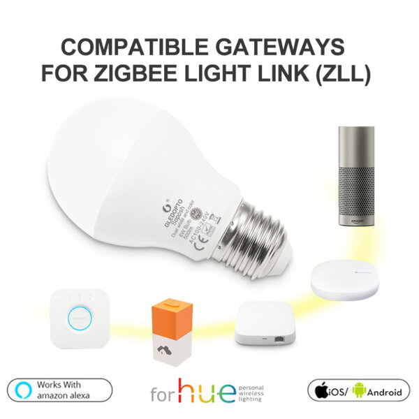 GLEDOPTO Zigbee PRO Color and White 6 Watt E27 Grote Fitting