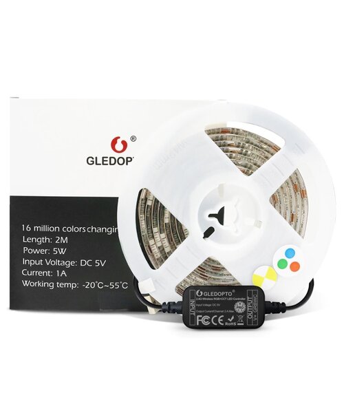 GLEDOPTO Zigbee PRO USB TV Kit RGB+CCT 2 meter LEDstrip met hoekconnectoren