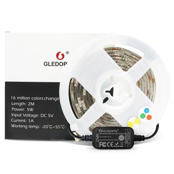 GLEDOPTO Zigbee PRO USB TV Kit RGB+CCT 2 meter LEDstrip met hoekconnectoren
