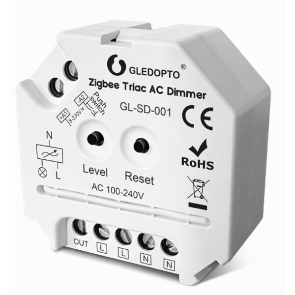 GLEDOPTO Zigbee Draadloze TRIAC 230v inbouw dimmer