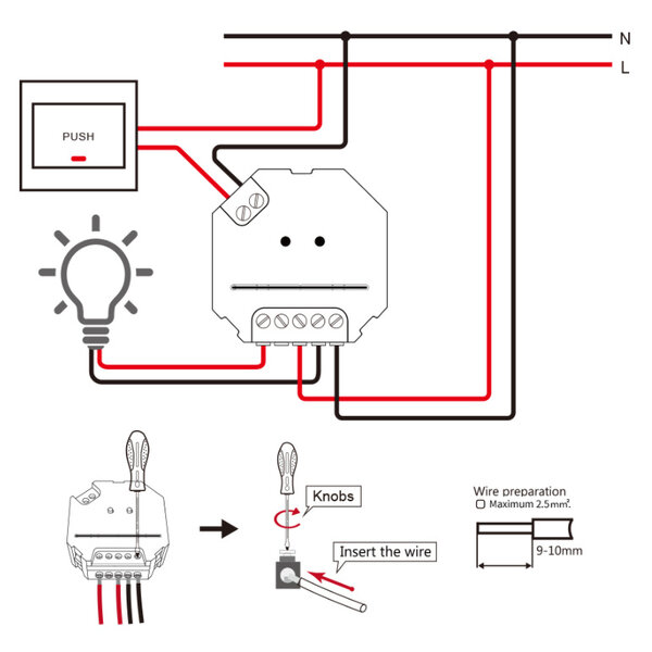 GLEDOPTO Zigbee Draadloze TRIAC 230v inbouw dimmer
