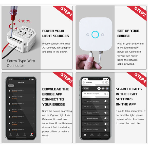 GLEDOPTO Zigbee Draadloze TRIAC 230v inbouw dimmer