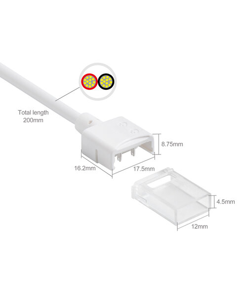 Led strip koppelstuk naar 2-aderig enkelkleurige signaal kabel