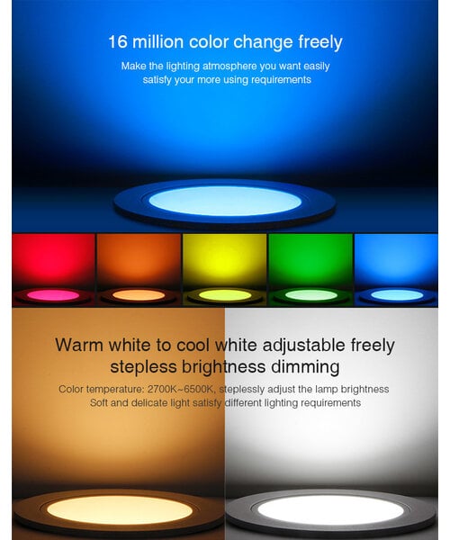 Milight / MiBoxer 6 Watt Anti-Glare RGB+CCT LED Downlight FUT070