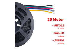 25 Meter Stroomdraad 6 Aderig RGB+CCT