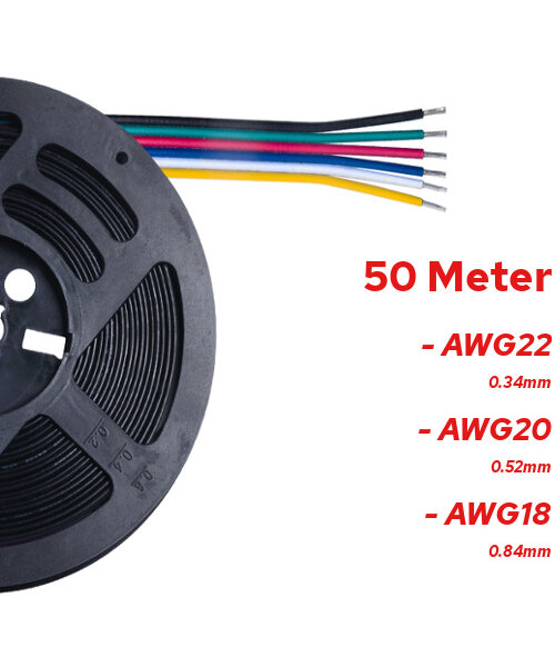 50 Meter Stroomdraad 6 Aderig RGB+CCT