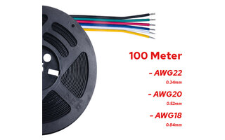 100 Meter Stroomdraad 6 Aderig RGB+CCT