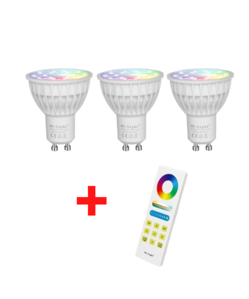 3 Stuks RGB+CCT GU10 LED Spot met Afstandsbediening