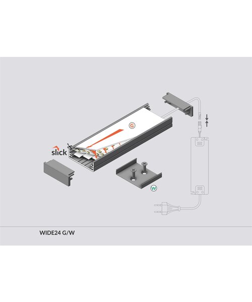 TOPMET Opbouw Profiel 2 Meter voor 3 ledstrips WIDE24