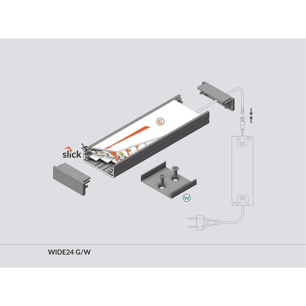 TOPMET Opbouw Profiel 2 Meter voor 3 ledstrips WIDE24