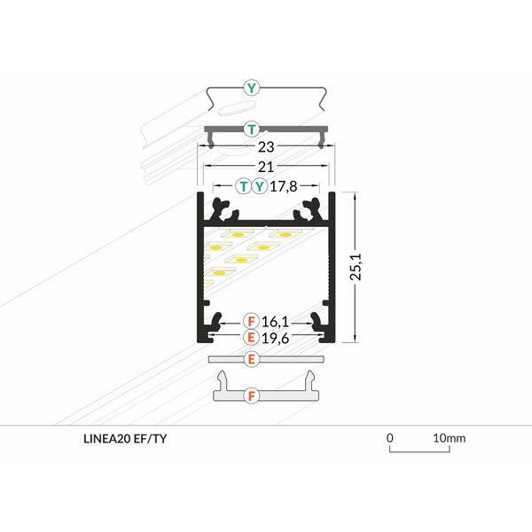 TOPMET Opbouw Profiel Hoog 2 Meter LINEA20