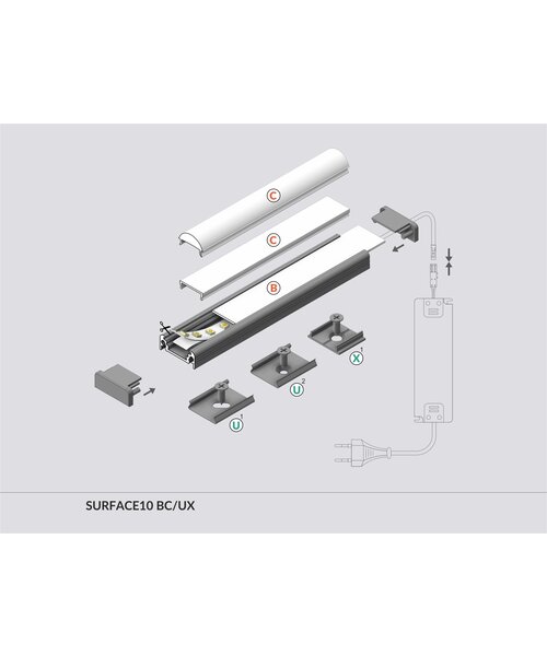 TOPMET Opbouw Profiel 10mm 2 Meter SURFACE10