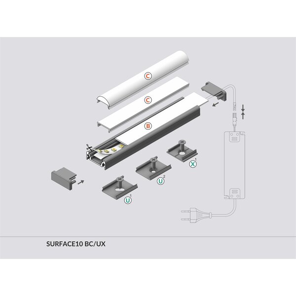 TOPMET Opbouw Profiel 10mm 2 Meter SURFACE10