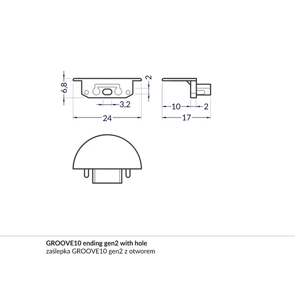 TOPMET Groove10 Einddop Zwart Rond Gen2