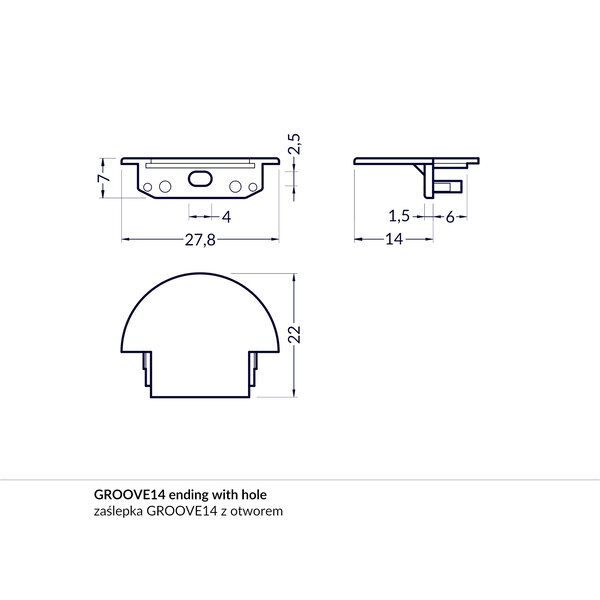 TOPMET Groove14 Einddop Wit Rond Gen1