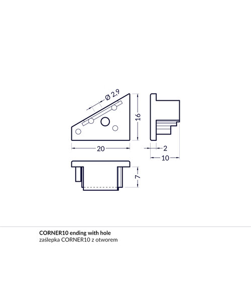 TOPMET Corner10 Einddop Grijs GEN1