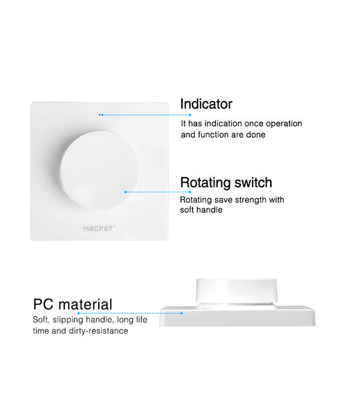 Milight / MiBoxer 2.4Ghz Draadloos Wandpaneel Voor Zone Controllers, Lampen en TRIAC Controllers