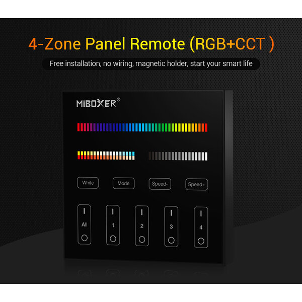 Milight / MiBoxer Draadloos 2,4Ghz Wandpaneel 4 Zone RGB+CCT
