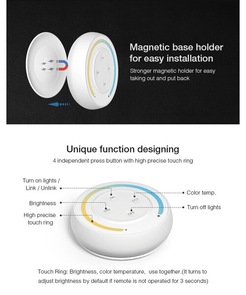 Milight / MiBoxer S1 Sunrise Wandpaneel voor Enkel kleurige- en DualWhite LEDStrip Controllers