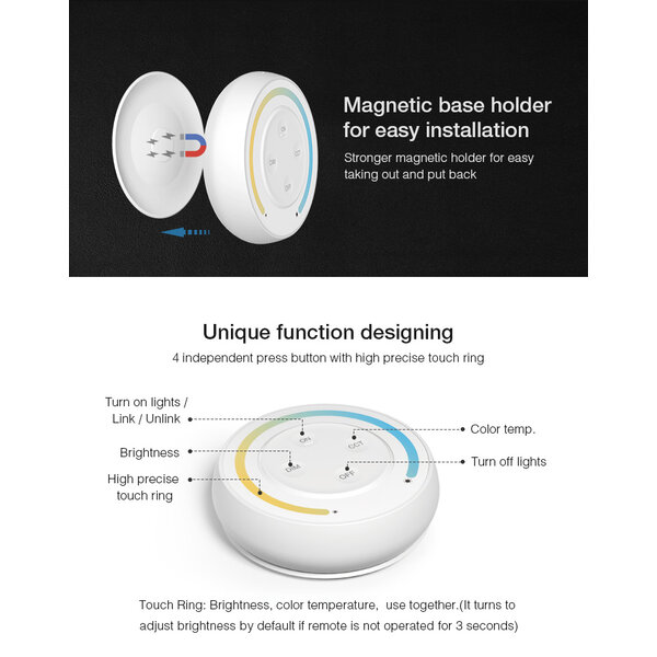Milight / MiBoxer S1 Sunrise Wandpaneel voor Enkel kleurige- en DualWhite LEDStrip Controllers