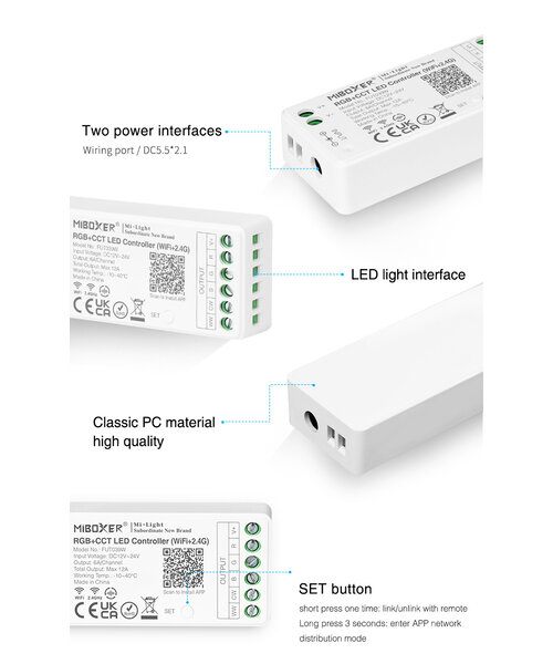 Milight / MiBoxer RGB+CCT LEDStrip Zone Controller WiFi + Bluetooth + 2.4 GHz