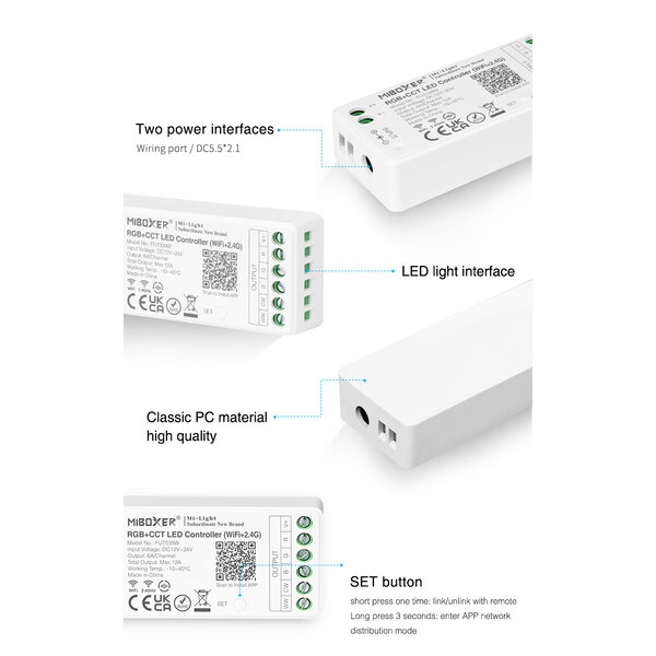 Milight / MiBoxer RGB+CCT LEDStrip Zone Controller WiFi + Bluetooth + 2.4 GHz