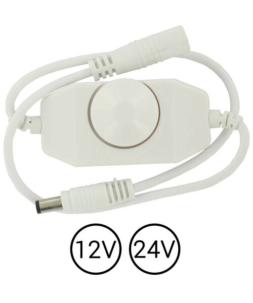 ledstrip snoerdimmer wit met draaiknop voor 12 en 24V