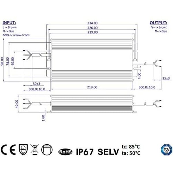 GLP 12 Volt 264 Watt IP67 Spatwaterdichte LED Voeding