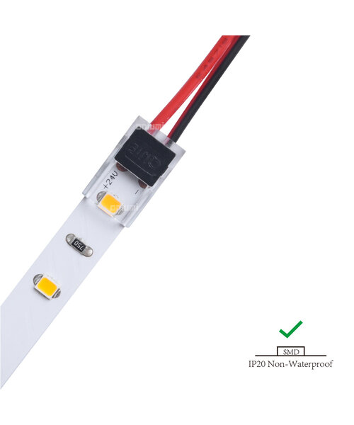 Ledstrip connector strip naar draad voor IP20 strips 8mm