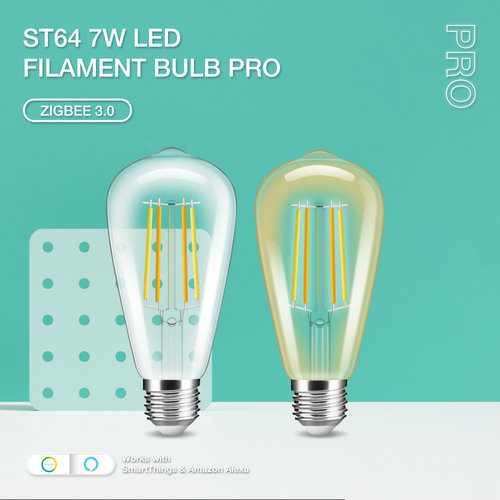 GLEDOPTO Zigbee 3.0 E27 CCT 2200K ~ 6500K LED Filament Lamp 7 Watt ST64