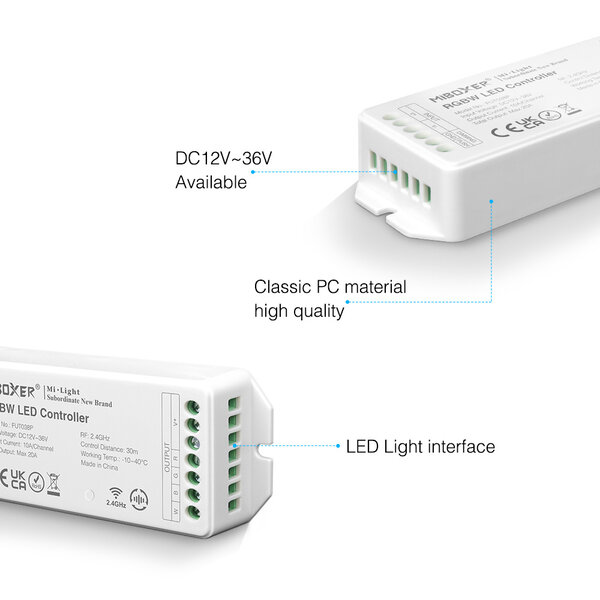 Milight / MiBoxer 2.4GHz RGBW LEDStrip PRO Controller 20A Output
