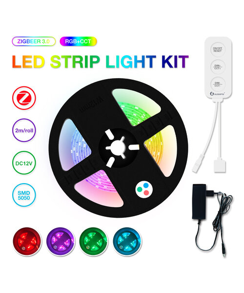 GLEDOPTO Zigbee 3.0 PRO RGB+CCT LEDstrip Set 2 Meter Inclusief controller en Stroomadapter