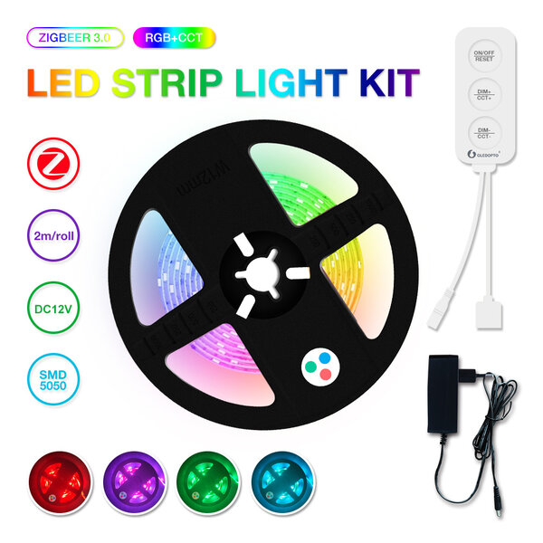 GLEDOPTO Zigbee 3.0 PRO RGB+CCT LEDstrip Set 2 Meter Inclusief controller en Stroomadapter