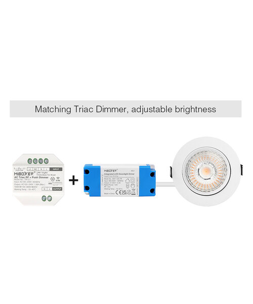 Milight / MiBoxer 12 Watt 230v Triac Dimbare LED Inbouwspot - Warm Wit