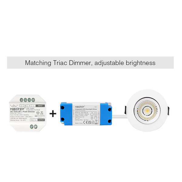 Milight / MiBoxer 6 Watt 230v Triac Dimbare LED Inbouwspot Warm Wit